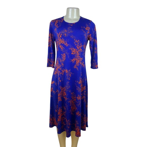 Go Couture Dresses & Skirts - Go Couture Womens Blue/Orange Floral Print Midi Dress Stretch Sz M